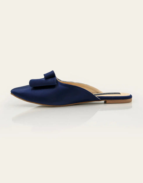 Downtown Diva Blue Satin Mule with Bow – Essence by Rubina
